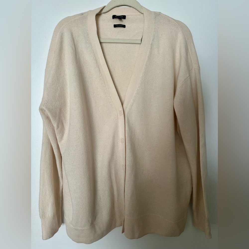 Massimo Dutti Wool Cashmere Cardigan Sweater Cream